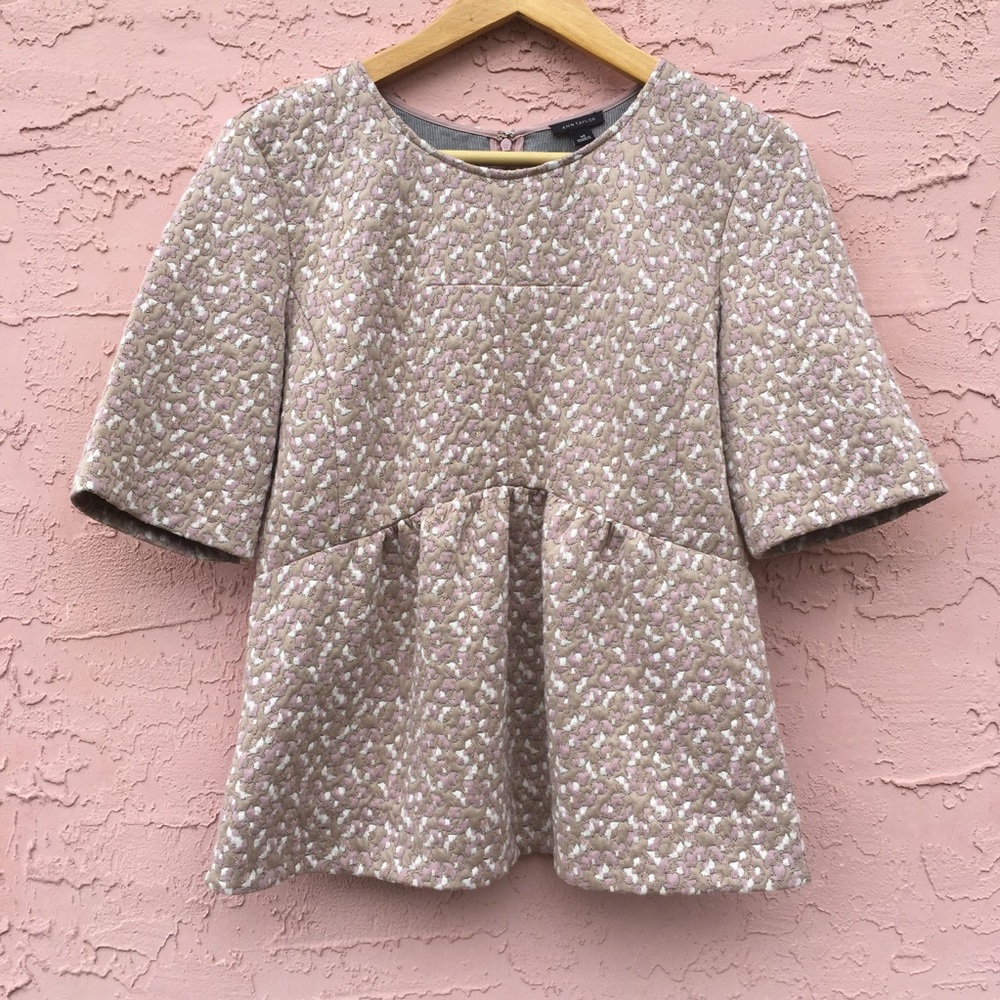 Ann Taylor Quilted Peplum Top Size Medium